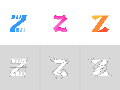 Letter Z Exploration Concept 7 — 9 Grids & Color brand identity branding grid lines logo symbol mark icon element monogram type text custom typography