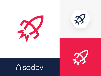 Alsodev Logo & Wordmark Design identity branding lines clean corporate mark symbol icon shape rocket launch start startup space galaxy fly brand website company up direction