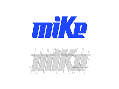 Mike Wordmark Design grid identity branding corporate lettering type custom typography sharp bold clean blue sketch hand drawn font text lettermark logo logotype