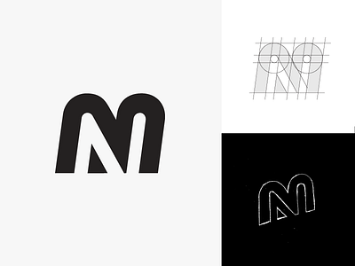 MN Monogram Design brand identity branding graphic for sale grid sketch black white letter m n logo mark symbol icon monogram ambigram lettermark round wordmark type typography text