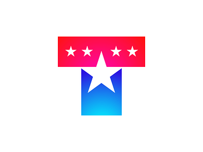 Letter T Exploration — Concept 02 brand identity branding graphic for sale unused buy gradient color shape red logo mark symbol icon president election america type typography text custom usa star freedom democracy