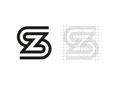 SZ Monogram Logo Design (w/ Video Process) brand identity branding graphic golden ratio rule video leter s z lines black white contrast logo mark symbol icon monogram ambigram united merge music producer show fun type typography text custom typeface grid circles thick