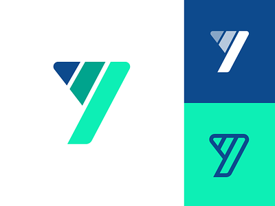 Letter Y Dribbble Exploration Concept 02 (Unused for Sale) brand identity branding graphic design ui app startup for sale unused buy letter lines solid thick logo mark symbol icon modern green dark blue social media marketing share type text typography typeface