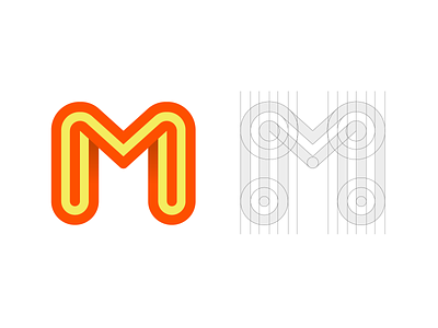 Double M Monogram (w/ Video Process) 2d shadow grid guides brand identity branding graphic custom letter mark word design letter m orange logo mark symbol icon marketing social media startup type typography typeface text