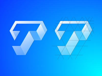 Letter T Exploration — Concept 01 (Grid + Video Process) agency creative light shade brand identity branding graphic business social media marketing gradient app ui startup logo mark symbol icon white blue tech technology