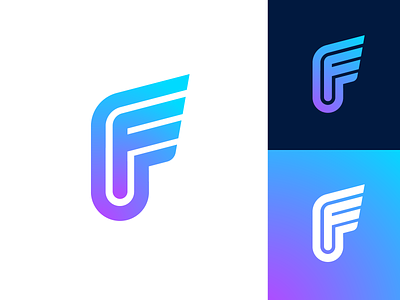 Letter F Exploration — Concept 02 (Unused for Sale) brand identity branding graphic business social media marketing design ui app startup for sale unused buy form type text typography gradient modern solid color logo mark symbol icon typeface flow custom word