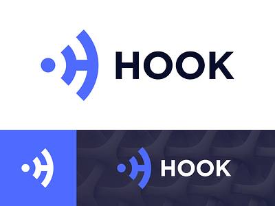 Hook Logo Design for Social Wi-fi Platfrom (Unused for Sale) brand identity branding graphic for sale unused buy hook wifi internet marketing logo mark symbol icon share clients restaurants info social media letter h type typography text custom wordmark lettermark dot clean