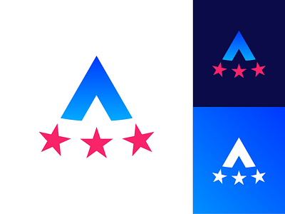 A For America Logo Design Exploration angle sharp up rise art creative artist concept brand identity branding graphic flat 2d geometric style for sale unused buy grid geometry ui app grow growing scale move letter a type typography logo mark symbol icon logotype lead leader hub minimal vector web website star america freedom usa