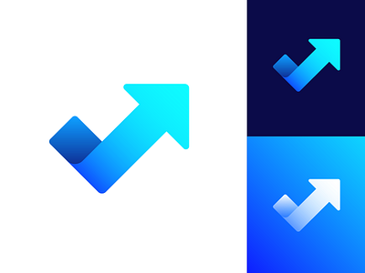 Checkmark + Arrow Logo Exploration (Unused for Sale) brand identity branding graphic check box done complete fit club athlete personal fitness growth success rise for sale unused buy gradient grid ui app hub group leader creative increase arrow direction fast logo mark symbol icon scale up high elevate sport coach trainer personal