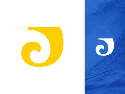 J + Wave Lettermark Design brand identity branding graphic daily challenge surf surfing flow curve curves smooth fun young modern social hydro negative space app logo mark symbol icon minimal clean digital app type typography text custom wave sea water ocean