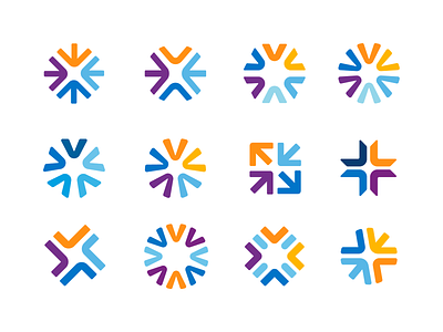 Financial Organization Logo Explorations arrow arrows arrowhead direction brand identity branding graphic corporate large non profit illustration design ui grid logo mark symbol icon research data analysis numbers shape hexagon pentagon star up scale rise success