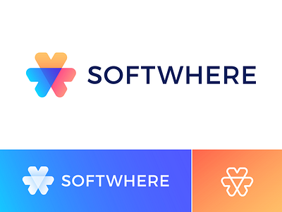 Softwhere Logo Proposal #4 (Unused for Sale) abstract arrow direction go brand identity branding graphic code coding software soft for sale unused buy geometry geometric grid shape host hosting product launch logo mark symbol icon