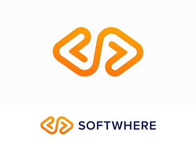 Softwhere Approved Logo Design for Software Company arrow arrows direction move brand identity branding graphic build launch product developer business startup marketing app code coding software it host hosting soft left right negative space letter s endless clean logo mark symbol icon tech technology process website social media lines