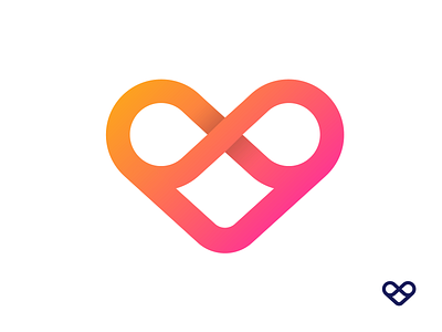 Infinite Love Logo Exploration (Unused for Sale) brand identity branding graphic for sale unused buy gradient grid geometric shadow heart passion endless loop logo mark symbol icon pink red fire eight