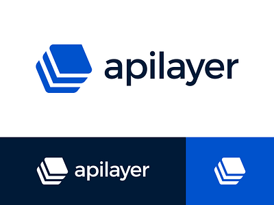 Apilayer Logo Proposal Option 1 brand identity branding graphic exploration visual brand isometry 2d geometric geometry layer layers layered angle logo mark symbol icon solid shape vector blue