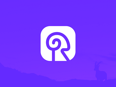 R for Ram Icon Design app ios android menu brand identity branding graphic for sale unused buy head nature minimal grid logo mark symbol icon ram animal negative space round rounded stroke line twist swirl tornado