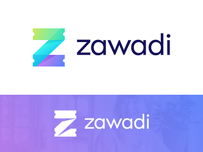 Zawadi Option 2 Logo Variations blue overlay transparent clean brand identity graphic branding business marketing social media colors mix shadow depth flat ui 2d 3d for sale unused buy fresh young vibe colorful fun modern flexible confidence green neon cyber purple guarantee happy safe peace letter z type text logo mark symbol icon organizer buy online people ticket event token blockchain