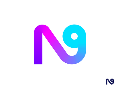N for Nine Logo Exploration 9 alphabet letter brand identity branding for sale unused buy gradient modern retro graphic logo mark symbol icon neon glow light number digit code numeric path color colorful cyber type text custom typography