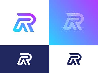 Letter R Logo Design Exploration (Unused for Sale) brand identity branding for sale unused buy grid layout circles line lines logo mark symbol icon neon glow cyber sharp angle fast type text custom
