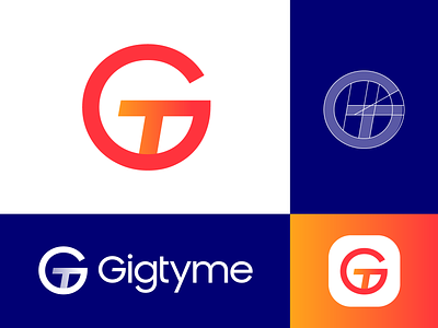 Gigtyme Logo Proposal Option 1 brand identity branding connection agencies freelancers gradient mix combination letter g t logo mark symbol icon marketing monogram grid orange red social network marketplace type typography text custom workers on demand gigs