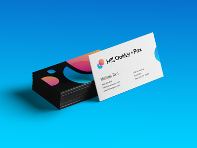 Hill, Oakley + Pax Business Cards brand identity branding circle shape rectangle round corporate marketing social media gradient logo mark symbol icon motion circle round rounded overlay overlap mode transition rectangle blend mix vibrant