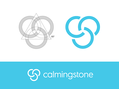 Calmingstone Logo Exploration (Unused for Sale) blue turquoise sea brand identity branding device anxiety stress reduce for sale unused buy geometric rotation rotate clean grid lines angle geometry letter c type custom logo mark symbol icon relax chill quiet silence stone pattern calm calming