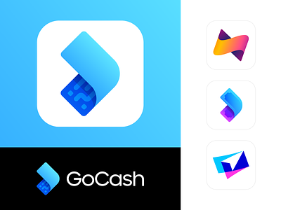 GoCash Case Study & Brand Identity Showcase app application ios android bill dollar currency fast brand identity branding direction arrow location gps economy fees atm bank fintech finance blue cyan glow shine neon gradient modern depth volume logo mark symbol icon money cash bill fly pattern barcode qr code security payment pay transaction speed motion fast secure tech technology it mobile thunder bolt light lightning