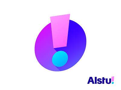Alstu! Logo Proposal 01 (Unused for Sale) brand identity branding clean pink blue dark exclamation point graphic design for sale unused buy logo mark symbol icon pattern elements colors colorful tech technology it the netherlands dutch type typography text custom
