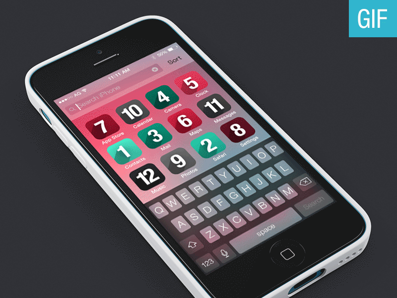 Sorting Apps in IOS 7 animate apps gif ios7 iphone sort ui ux ux design