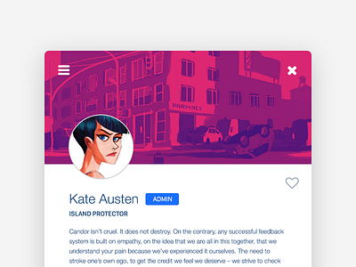 Kate Austen card dailyui flat lost ui design uiux