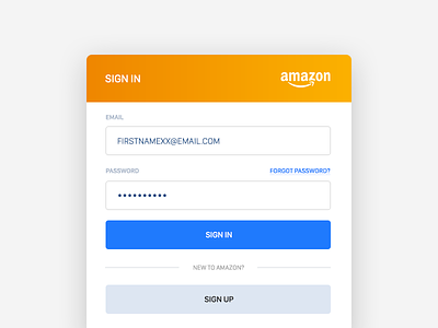 Amazon's Sign In Screen amazon card dailyui flat form sign in ui design uiux