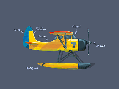 Seaplane painting plane seaplane yellow