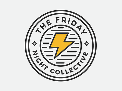 The Friday Night Collective Logo No. 2 club night lightning bolt logo montserrat music sin city weekend yay