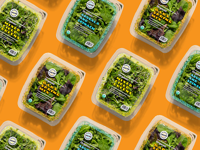 Mixed greens packaging colorful design food funky greens health food lettuce packaging peel organic reseal retro typogaphy