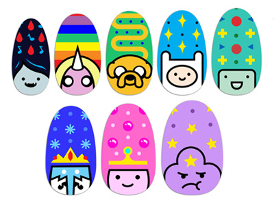 Mathematical! adventure time application bright cartoon manicure nail wrap sticker