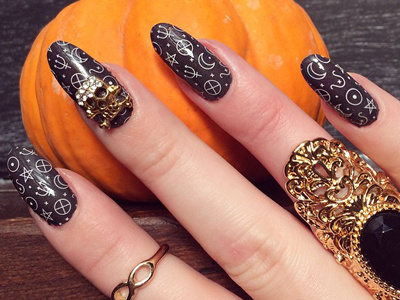 Witchcraft pattern nail wraps ☾ application halloween manicure nail wrap occult pattern repeating spell stickers witch witchcraft