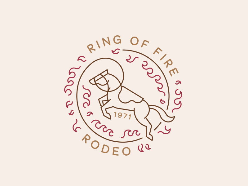 Rode-oh-yeah! bucking bronco cowboy fire horse icon logo rodeo western