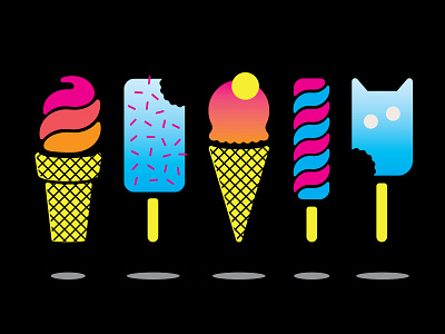 Cool Treats 🍦 flat shapes gradient ice cream illustration neon ombre