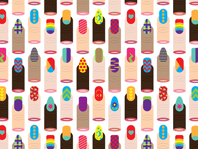 Nailed It bright colorful icon illustration manicure nail art nails pattern vector