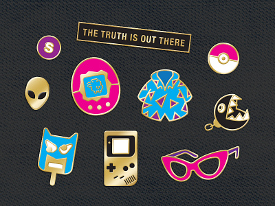 90’s enamel pin set