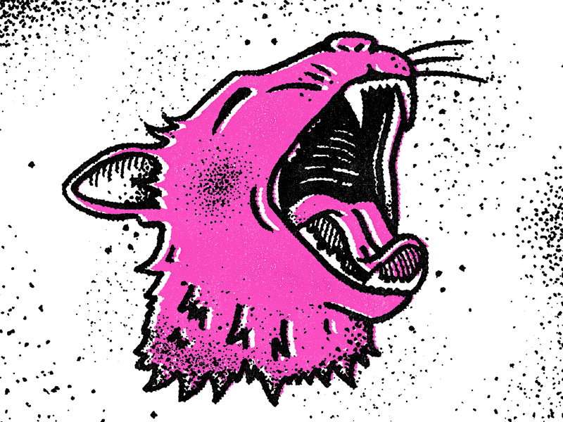 Riot Grrrl Cat cat distressed grunge illustration kitten lion offset screaming stipple yelling zine