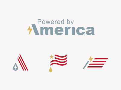 Powered By America american branding energy flag gas icon logo mark oil patriotic type us