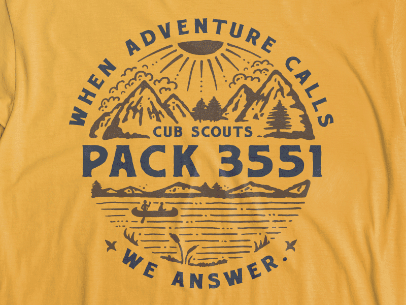 Cub Scouts T-Shirt boy scouts camping cub scouts illustration mountains nature river screen print t shirt type vintage