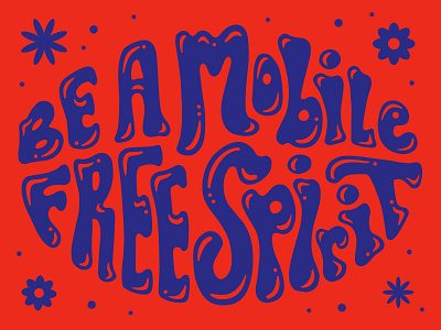 Free Spirit ✌️ 60s bubble flower hippie lettering shinny trippy type typography