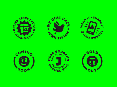 JUNK-O Circle Badges badge brand branding circle emblem icon lockup logo mark neon stamp