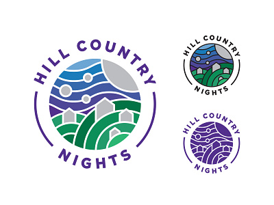 Hill Country Nights Seal branding circle clean geometric hill icon logo mark moon mountain night stars