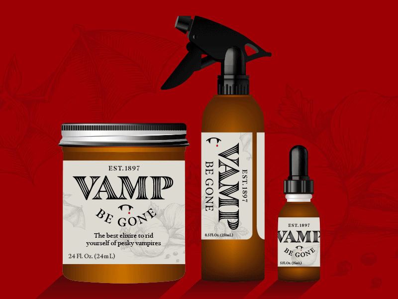 Vamp Be Gone blood font garlic lettering lotion masqualero mockup packaging product type typography vampire