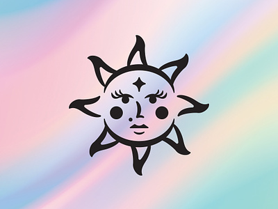 Sun Lady astrology branding cosmetics face horoscope moon pastel star sun woman zodiac