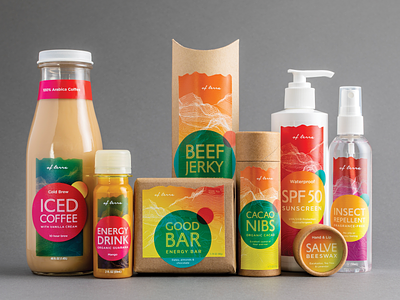 Outdoorsy brand package design branding coffee design food gradient health identity logo organic packaging print sun screen