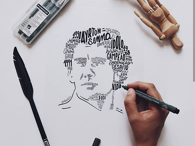 Ayrton Senna alltype art ayrton senna handmade illustration lettering portrait type typography vector